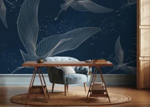 Wall Mural Graphic Cranes, Premium Non-woven Wallpaper, 375 x 270 cm, FT5P 352013