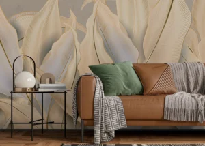 Wall Mural Beige - Golden Palms | Premium Non-Woven Wallpaper | 375 x 270 cm | FT5P352091