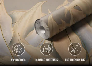 Wall Mural Beige - Golden Palms | Premium Non-Woven Wallpaper | 375 x 270 cm | FT5P352091 - Image 5