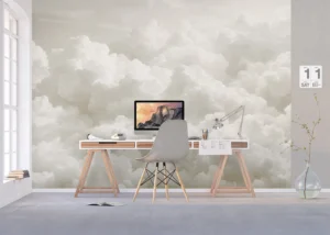 Wall Mural Gray Clouds, Premium Non-woven Wallpaper, 375 x 270 cm, FT5P 352141