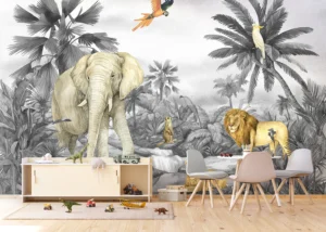 Wall Mural Faded Jungle Elephant, 375 x 270 cm, FTD5P 352175 - Obrázek 5