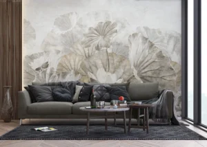 Wall Mural White Lotus Leaves, Premium Non-woven Wallpaper, 375 x 270 cm, FT5P 352237 - Image 4