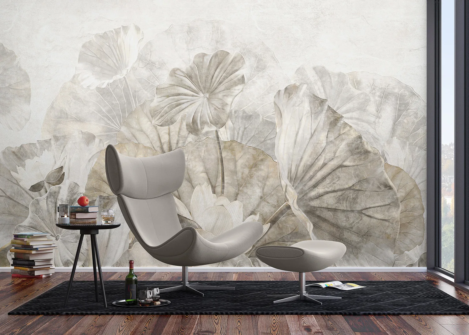 FT5P_352237_INTERIOR_3 Wall Mural White Lotus Leaves, 375 x 270 cm, FT5P 352237