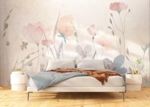 Wall Mural Watercolor Sandy Florals, 375 x 270 cm, FT5P 352261