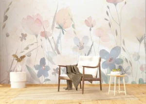Wall Mural Watercolor Sandy Florals, 375 x 270 cm, FT5P 352261 - Image 3