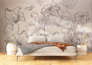 Wall Mural Abstract Dim Botanical Flow, Premium Non-woven Wallpaper, 375 x 270 cm, FT5P 352273 - Image 4