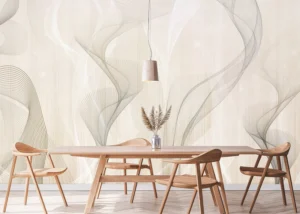 Wall Mural Ivory Smoke Waves, Premium Non-woven Wallpaper, 375 x 270 cm, FT5P 352299 - Image 3