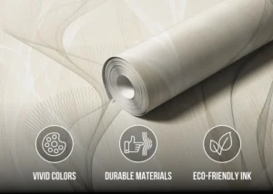 Wall Mural Ivory Smoke Waves, Premium Non-woven Wallpaper, 375 x 270 cm, FT5P 352299 - Image 4