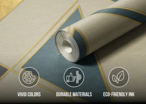 Wall Mural Golden Geometry, Premium Non-woven Wallpaper, 375 x 270 cm, FT5P 352315 - Image 3