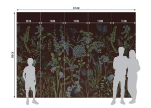 Wall Mural Vetch Flowers on Burgundy Red, Premium Non-woven Wallpaper, 375 x 270 cm, FT5P 352409 - Image 8