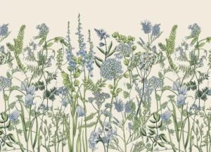 Wall Mural Vetch Flowers on Beige, Premium Non-woven Wallpaper, 375 x 270 cm, FT5P 352411 - Image 2