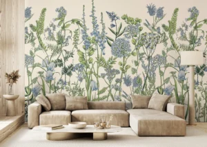Wall Mural Vetch Flowers on Beige, Premium Non-woven Wallpaper, 375 x 270 cm, FT5P 352411 - Image 4