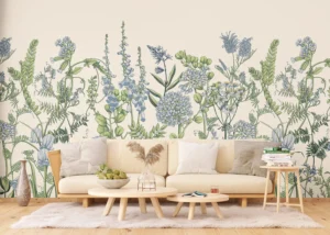 Wall Mural Vetch Flowers on Beige, Premium Non-woven Wallpaper, 375 x 270 cm, FT5P 352411 - Image 3