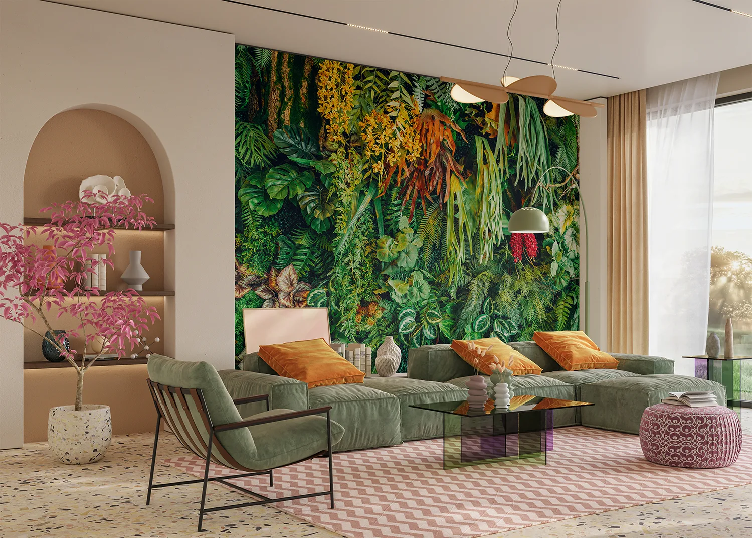 FT5P_352417_INTERIOR_2-1.webp Wall Mural Jungle Wall, Premium Non-woven Wallpaper, 375 x 270 cm, FT5P 352417 - Image 1