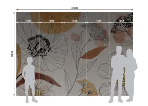 Wall Mural Boho Garden Sketch, Premium Non-woven Wallpaper, 375 x 270 cm, FT5P 352431 - Image 5