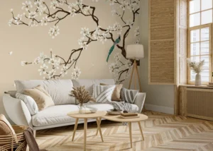 Wall Mural Beige Chinoiseri, Premium Non-woven Wallpaper, 375 x 270 cm, FT5P 352469