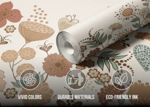 Wall Mural Beige Blooming Garden, Premium Non-woven Wallpaper, 375 x 270 cm, FT5P 352485 - Image 3