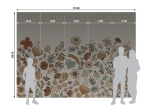 Wall Mural Beige Blooming Garden, Premium Non-woven Wallpaper, 375 x 270 cm, FT5P 352485 - Image 4