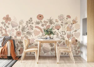 Wall Mural Pink Blooming Garden, Premium Non-woven Wallpaper, 375 x 270 cm, FT5P 352487