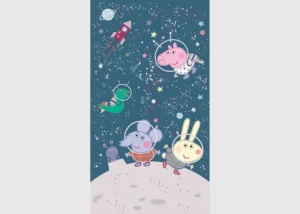 Dětská vliesová fototapeta na zed' Prasátko Peppa Vesmírné Dobrodružství | 150 x 270 cm | FTD2P 5619 - Obrázek 2
