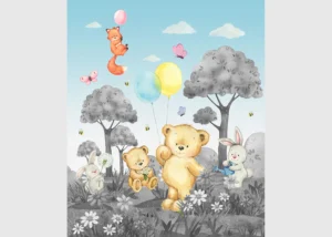 Wall Mural Cute Bear B/W, 225 x 270 cm, FTD3P 5163 - Obrázek 2