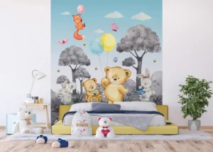Wall Mural Cute Bear B/W, 225 x 270 cm, FTD3P 5163 - Obrázek 3