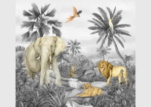 Wall Mural Jungle B/W, 300 x 270 cm, DTD4P 5087 - Obrázek 2