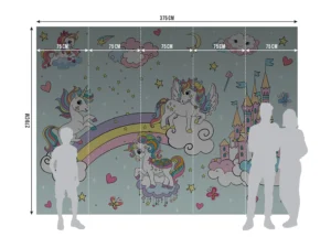 Wall Mural Blue Unicorns in the Sky, Premium Non-woven Wallpaper, 375 x 270 cm, FTD5P 352025 - Image 5