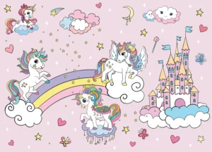 Wall Mural Pink Unicorns in the Sky, Premium Non-woven Wallpaper, 375 x 270 cm, FTD5P 352037 - Image 2