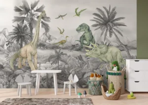 Wall Mural Faded Dino World, Premium Non-woven Wallpaper, 375 x 270 cm, FTD5P 352181