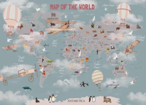 Wall Mural Kids' Aeromap, Premium Non-woven Wallpaper, 375 x 270 cm, FTD5P 352241 - Image 2