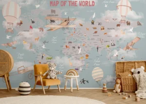 Wall Mural Kids' Aeromap, Premium Non-woven Wallpaper, 375 x 270 cm, FTD5P 352241