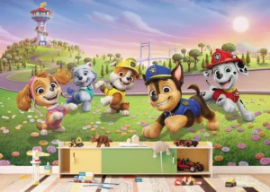 Wall Mural Paw Patrol Pups on the Flower Field, Premium Non-woven Wallpaper, 375 x 270 cm, FTD5P 352283