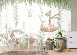 Wall Mural Jungle Friends Gathering, Premium Non-woven Wallpaper, 375 x 270 cm, FTD5P 352347