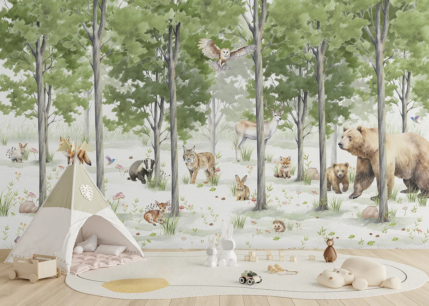 FTD5P_352351_INTERIOR_1-1-1.webp Dětská fototapeta Lesní Hřiště | Vliesová fototapeta na zed' | 375 x 270 cm | FTD5P 352351 - Obrázek 1