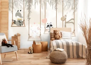 Wall Mural Forest Swings, Premium Non-woven Wallpaper, 375 x 270 cm, FTD5P 352353