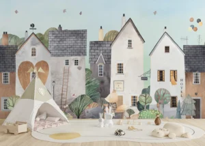 Wall Mural Lovely Neighborhood, Premium Non-woven Wallpaper, 375 x 270 cm, FTD5P 352371