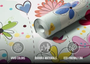 Wall Mural Colorful Flowers Doodle | Premium Non-Woven Wallpaper | 375 x 270 cm | FTD5P352373 - Obrázek 4