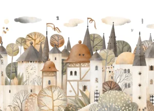 Wall Mural Watercolor City | Premium Non-Woven Wallpaper | 375 x 270 cm | FTD5P352395 - Image 2