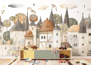 Wall Mural Watercolor City | Premium Non-Woven Wallpaper | 375 x 270 cm | FTD5P352395