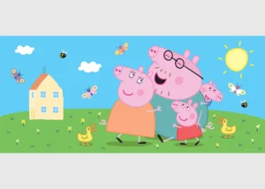 Dětská vliesová fototapeta na zed' Prasátko Peppa s Rodinou | 170 x 75 cm | FTDNH 5519 - Obrázek 2