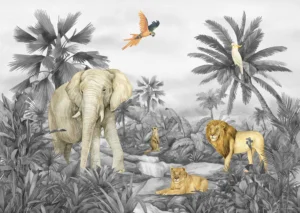 Wall Mural Jungle B/W, 155 x 110 cm, FTDNM 5285 - Obrázek 2