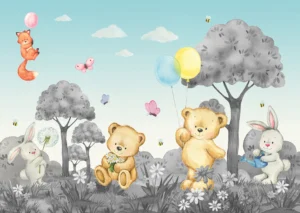 Wall Mural Cute Bears B/W, 155 x 110 cm, FTDNM 5289 - Image 2
