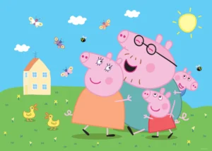 Dětská vliesová fototapeta na zed' Prasátko Peppa s Rodinou | 155 x 110 cm | FTDNM 5297 - Obrázek 2
