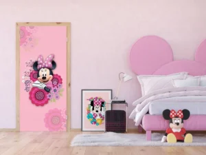 Fototapeta na zed' Disney Minnie Růžové květiny | 90 x 202 cm | FTDNV 5488