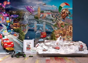 Vliesová fototapeta na zed' Napříč Světem, Disney Auta | 360 x 270 cm | FTDN 5051