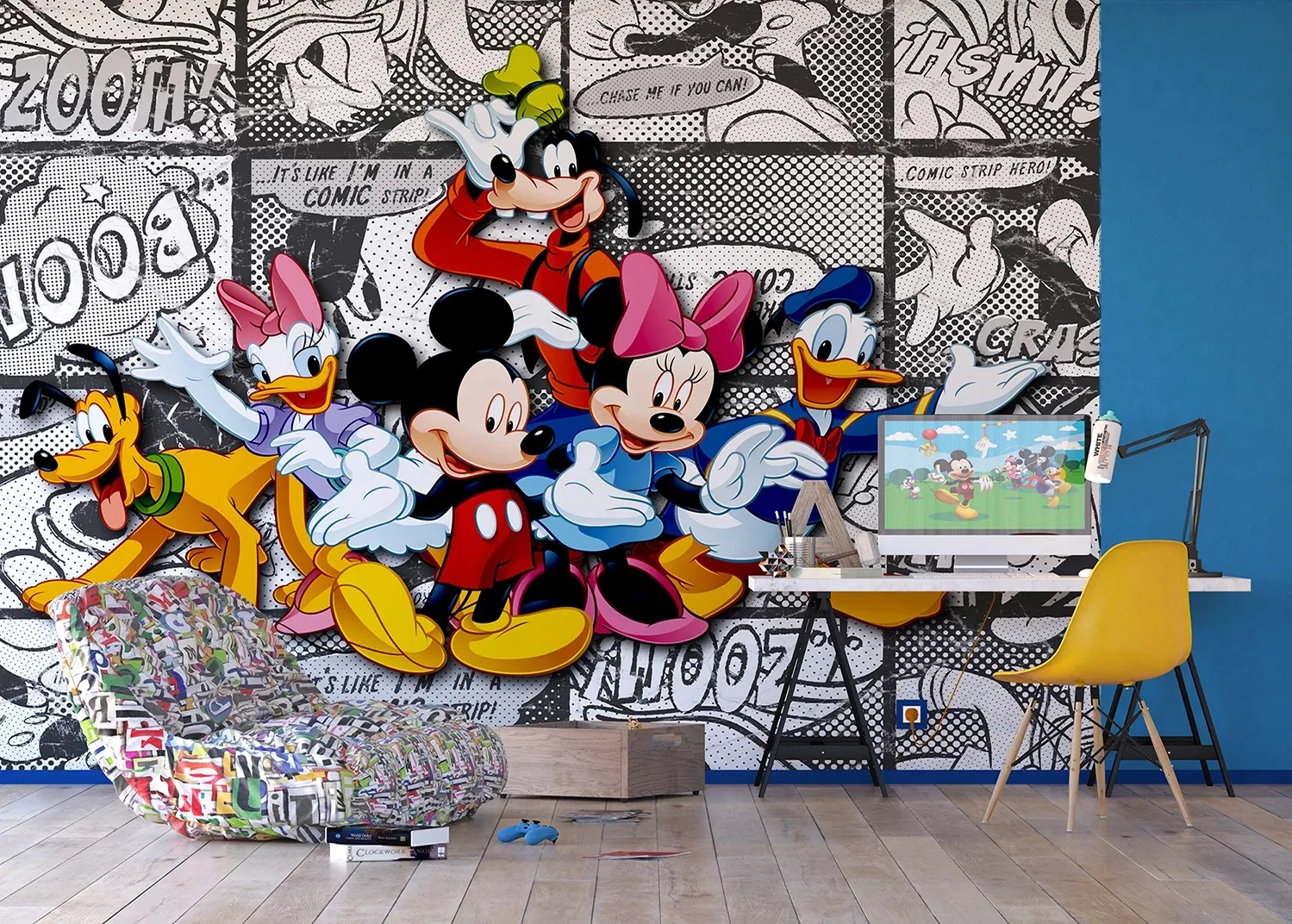 FTDN_XXL_5010_INTERIOR_NEW Wall Mural Disney Mickey Mouse Comics, Premium Non-woven Wallpaper, 360 x 270 cm, FTDNXXL 5010 - Image 1