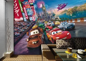 Vliesová fototapeta na zed' na Závodní Dráze, Disney Auta | 360 x 270 cm | FTDNXXL 5028