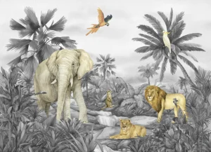 Wall Mural Faded Jungle Elephant, 375 x 270 cm, FTD5P 352175 - Obrázek 2