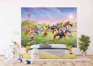 Fototapeta na zed' Tlapková patrola Štěňata na květinovém poli | 252 x 182 cm | FTDXL 2063 - Obrázek 4